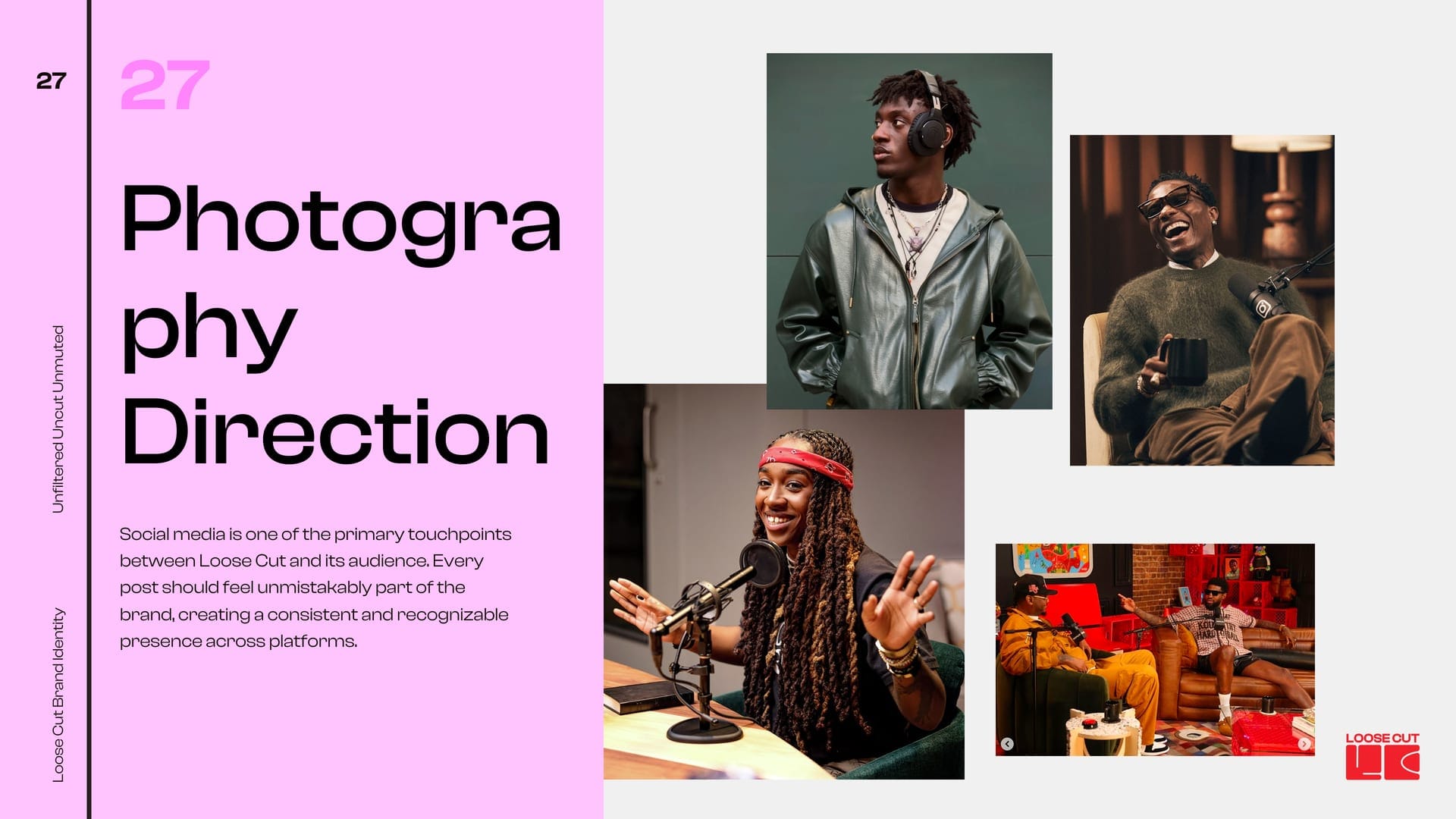 Loose Cut photography direction — documentary studio and conversation stills.