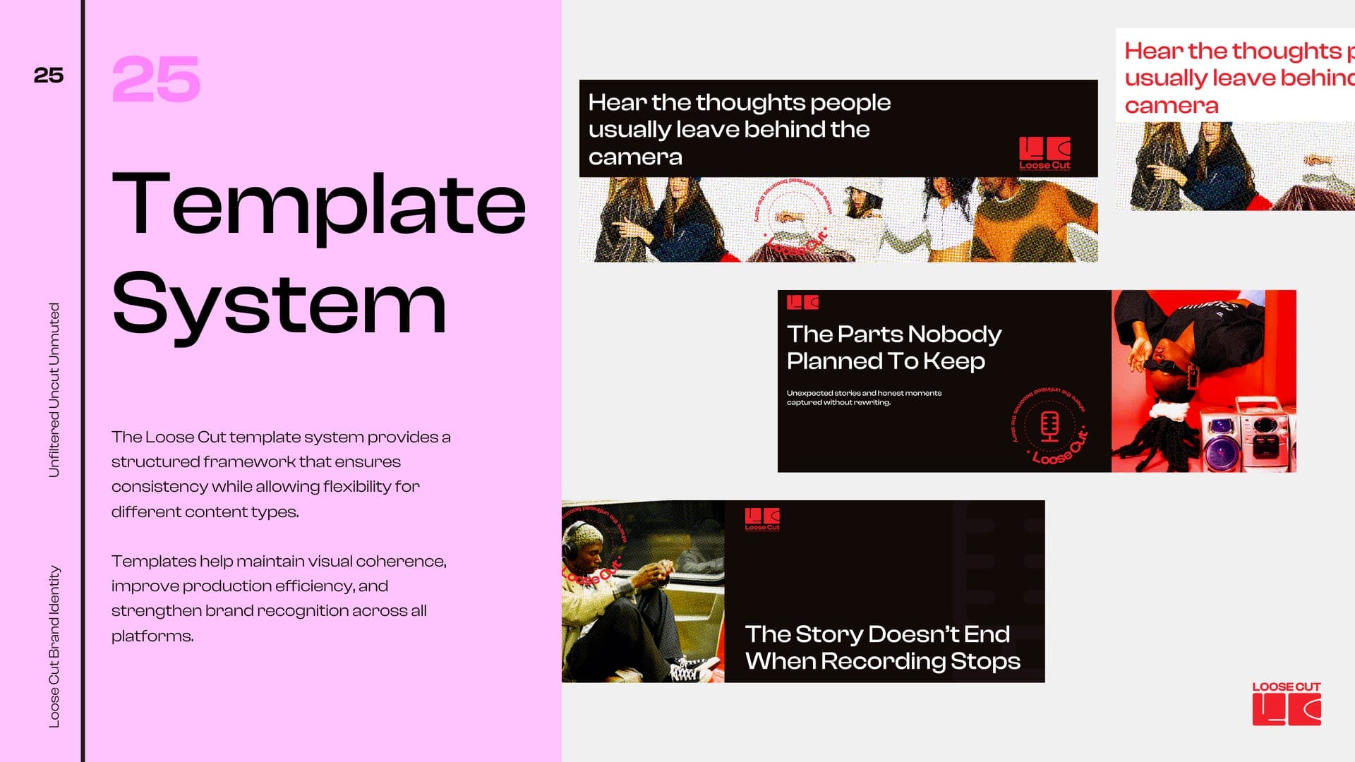 Loose Cut template system for repeatable social and campaign layouts.